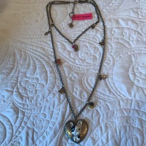 Betsey Johnson Rare Long Dog Pendant With Charms